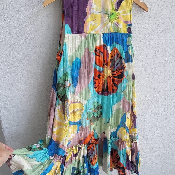 Anthropologie I Maeve Sleeveless Brilliant Floral Tunic Mini Dress Small - Picture 5 of 12